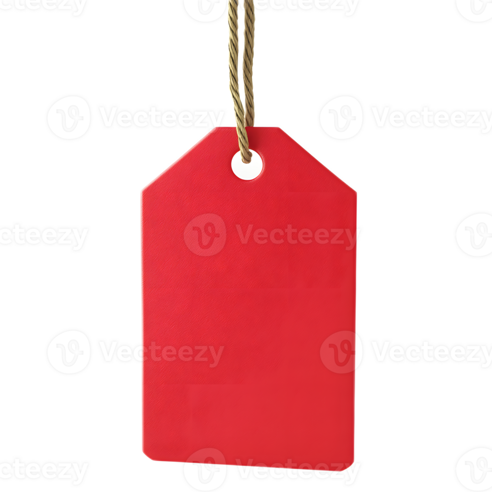 Hanging Red Price Reduction Tag Isolated on White Background png