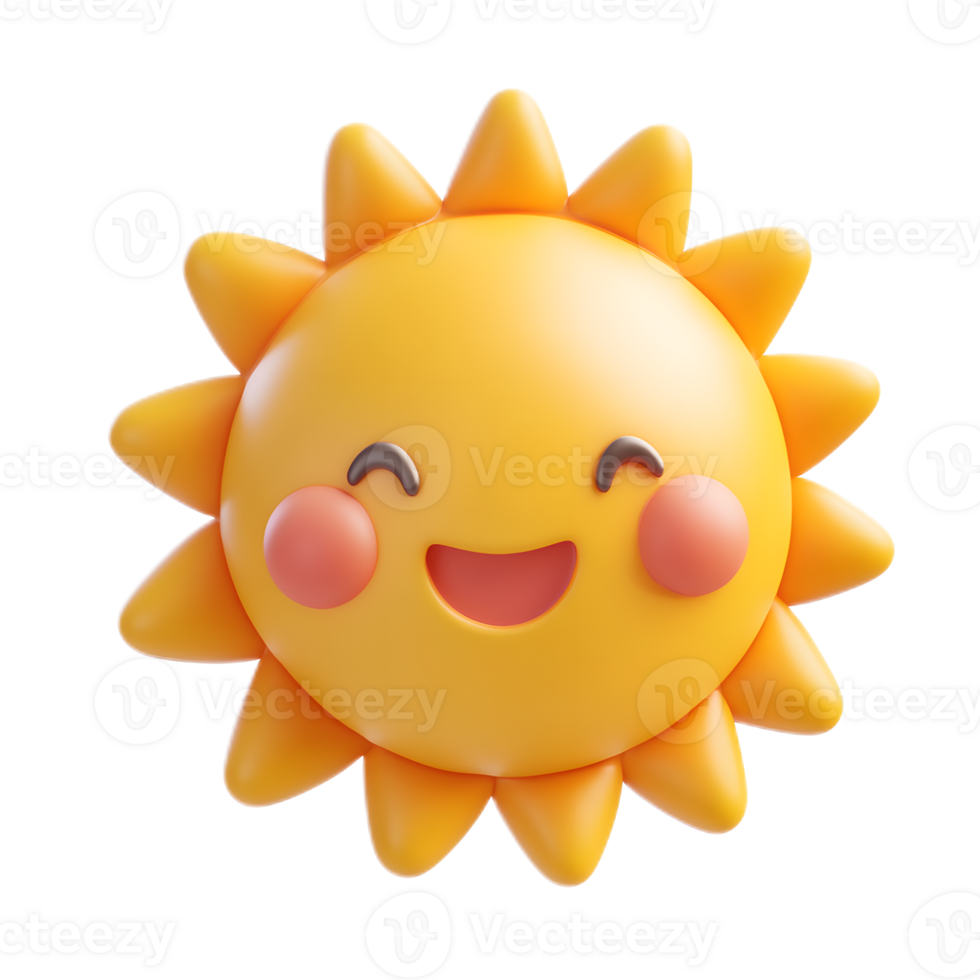 Cheerful 3D Rendered Sunny Emoji Icon Symbolizing Well Being and Positive Mood png