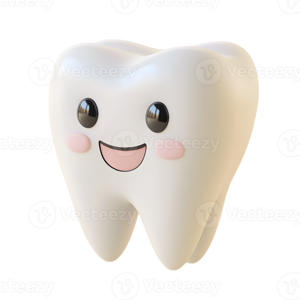 Cheerful 3D Rendered Tooth Emoji Isolated on White Background png