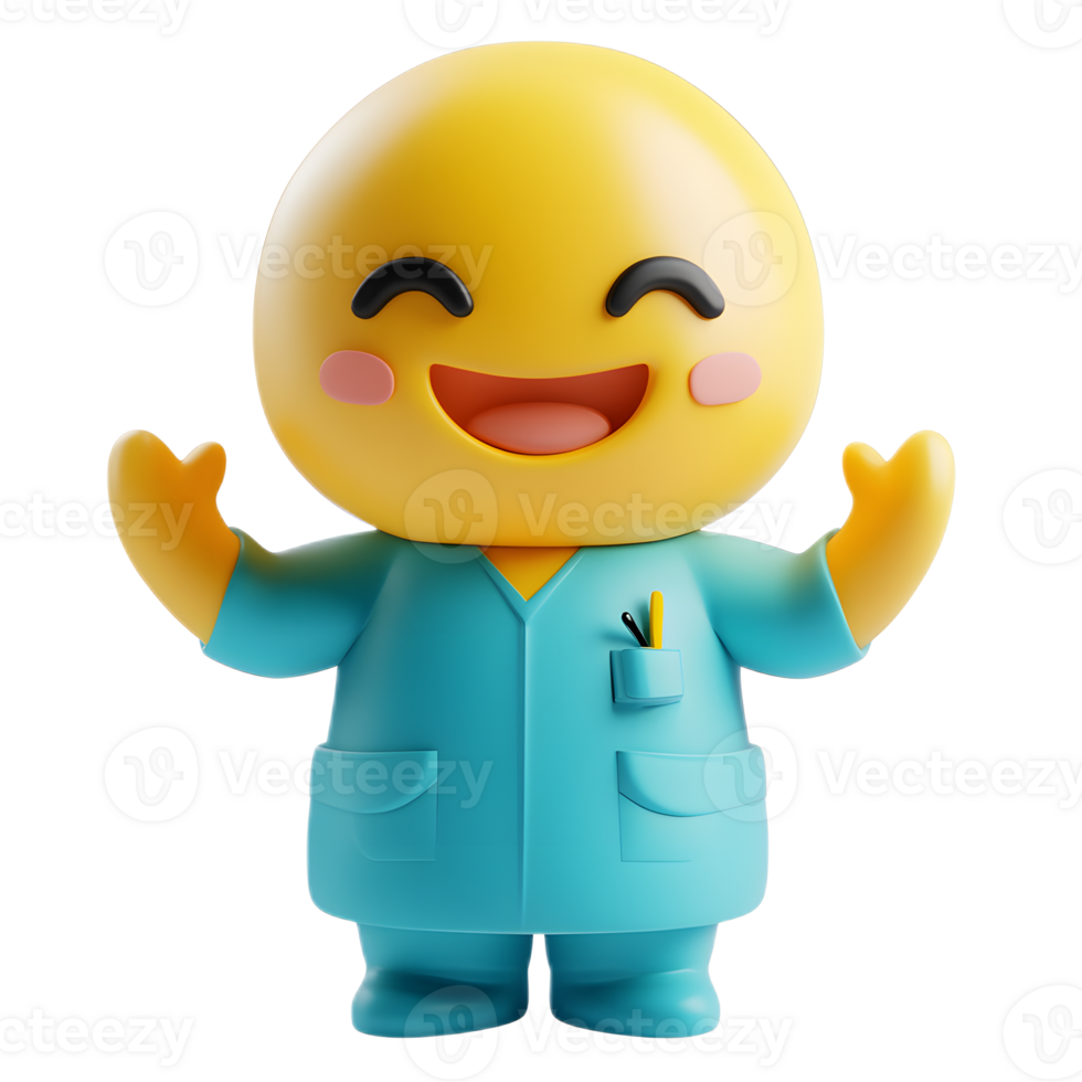 Cheerful 3D Rendered Surgeon Emoji Performing Medical on White Background png