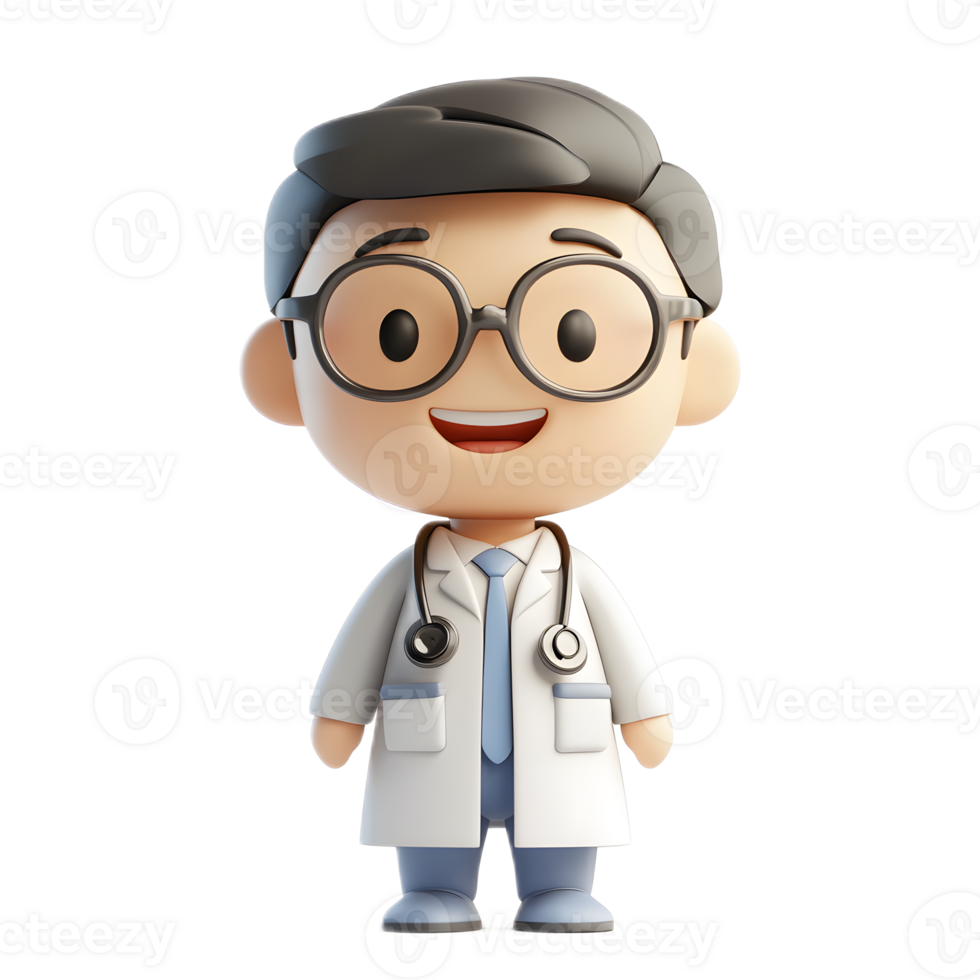 Friendly and Approachable 3D Rendered Hospital Director Cartoon Character Isolated on White Background png