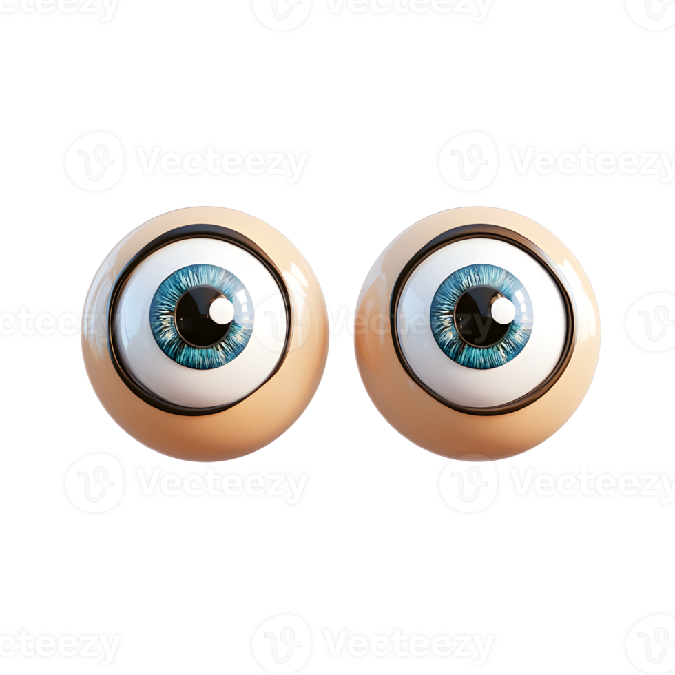 Pair of Emoji Style 3D Rendered Eyeballs on White Background png