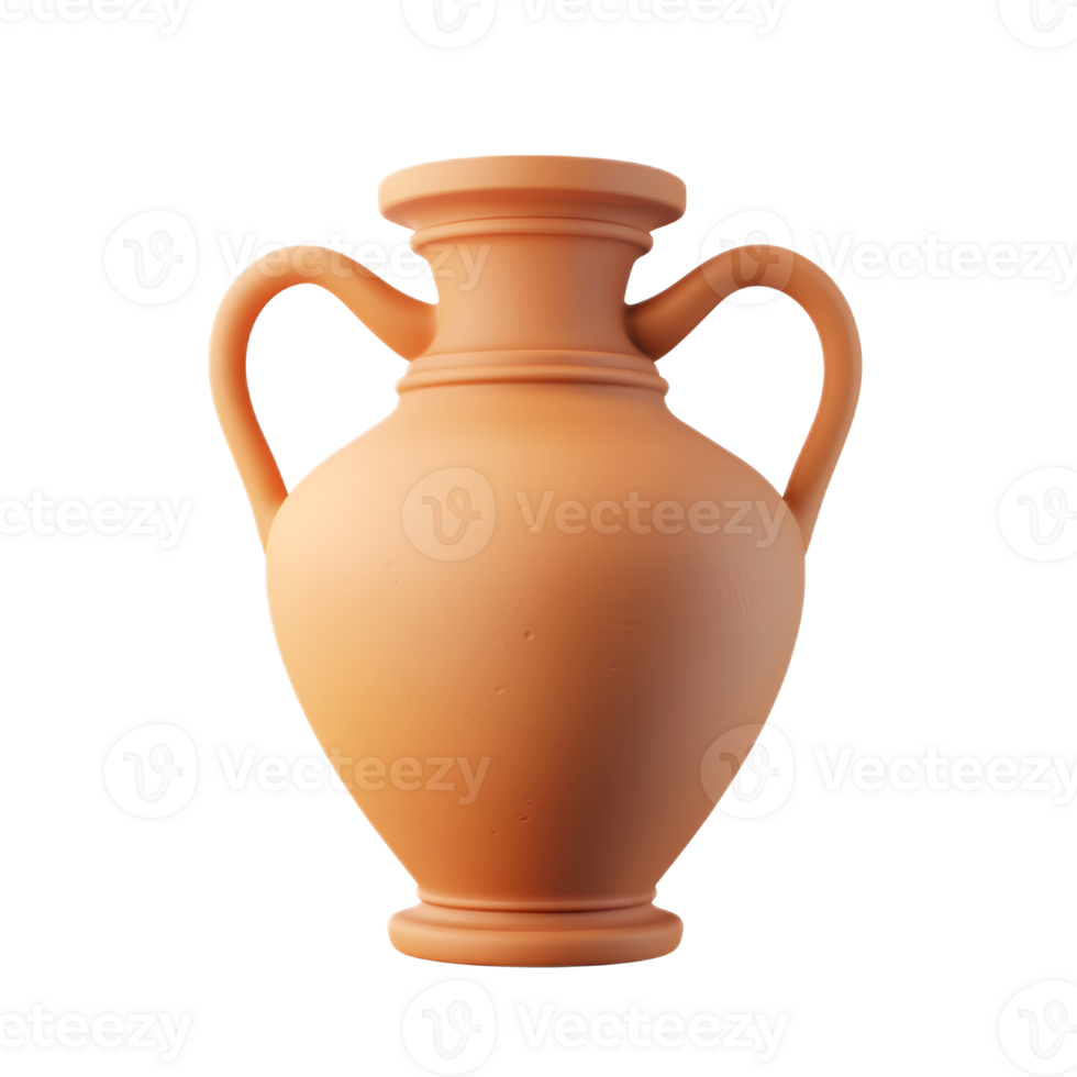 Minimalist 3D Rendered Terracotta Amphora Vase on White Background png