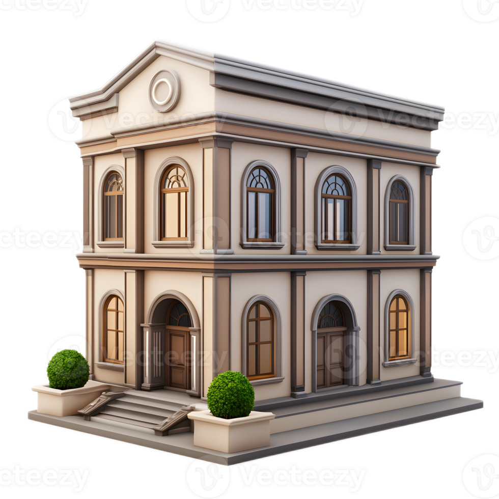 Majestic Classical Financial Institution Building with Ornate Facade and Columns png