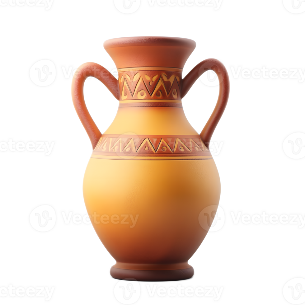 Intricately Designed Amphora Vase with Ornate Patterns on White Background png