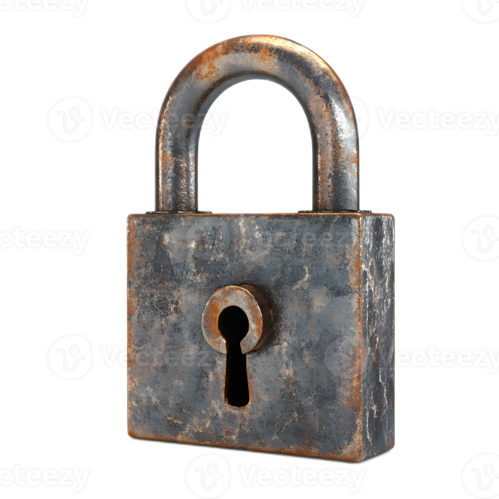 Secured Payment Lock Vintage Metallic Padlock Isolated on White Background png