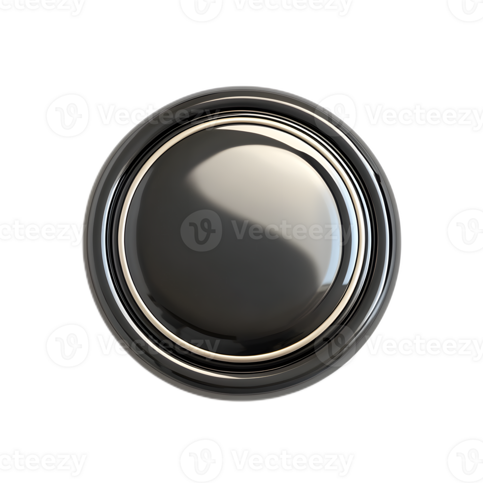 Sleek and Shiny Black Metallic Button for User Interface Design png