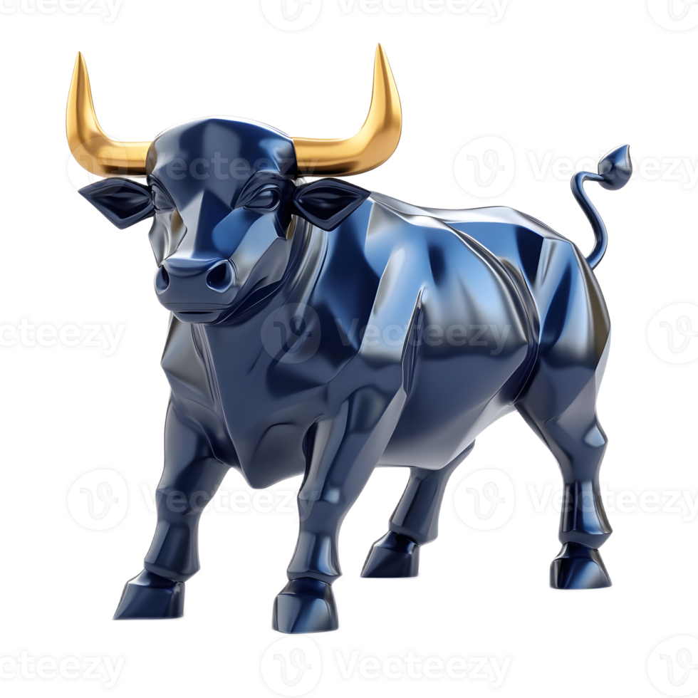Powerful Bull Market Symbol in 3D Rendering on White Background png