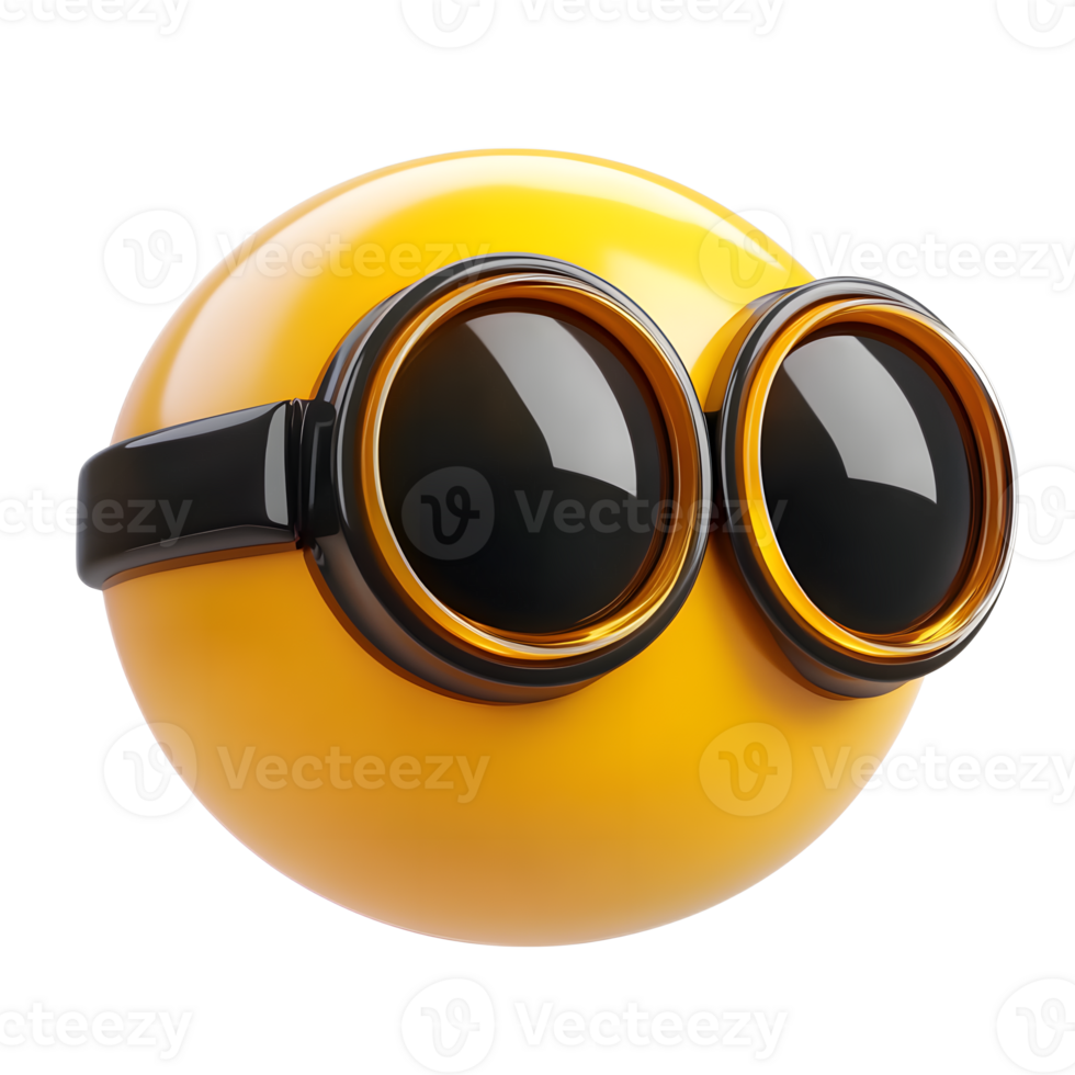 Protective Goggles Emoji Isolated on White Background 3D Render png