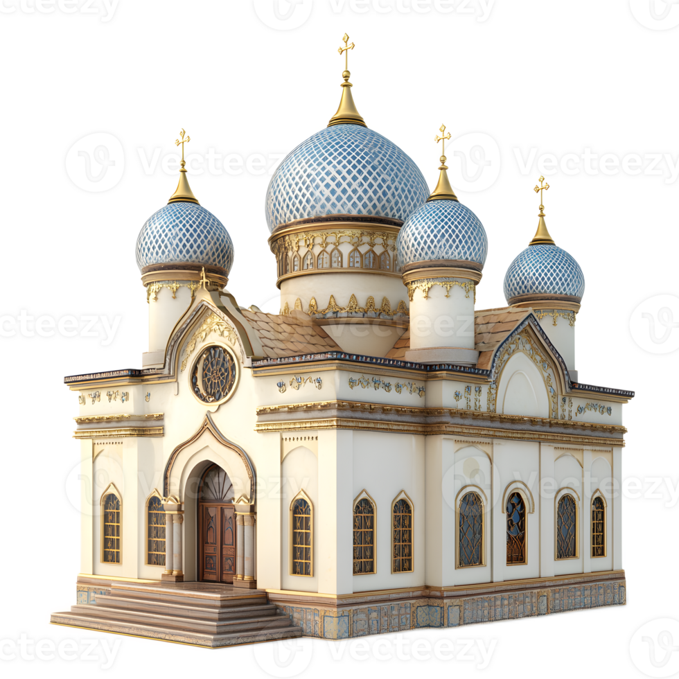 Magnificent Eastern Orthodox Cathedral Dome with Intricate Architecture and Golden Spires png