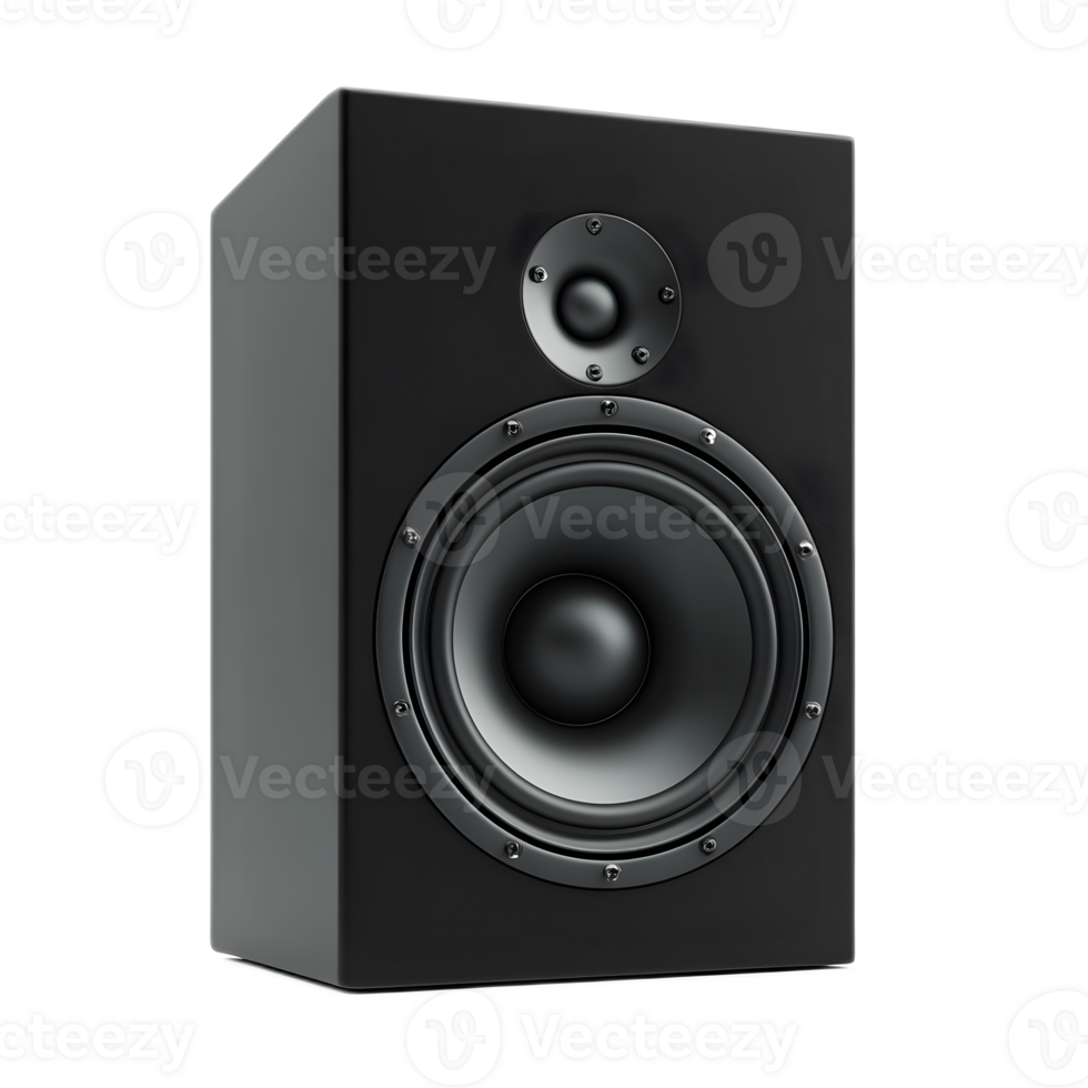 Muted Black Studio Monitor Speaker Isolated on White Background png