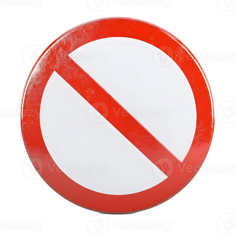 No Entry Prohibited Sign 3D Render Isolated on White Background png