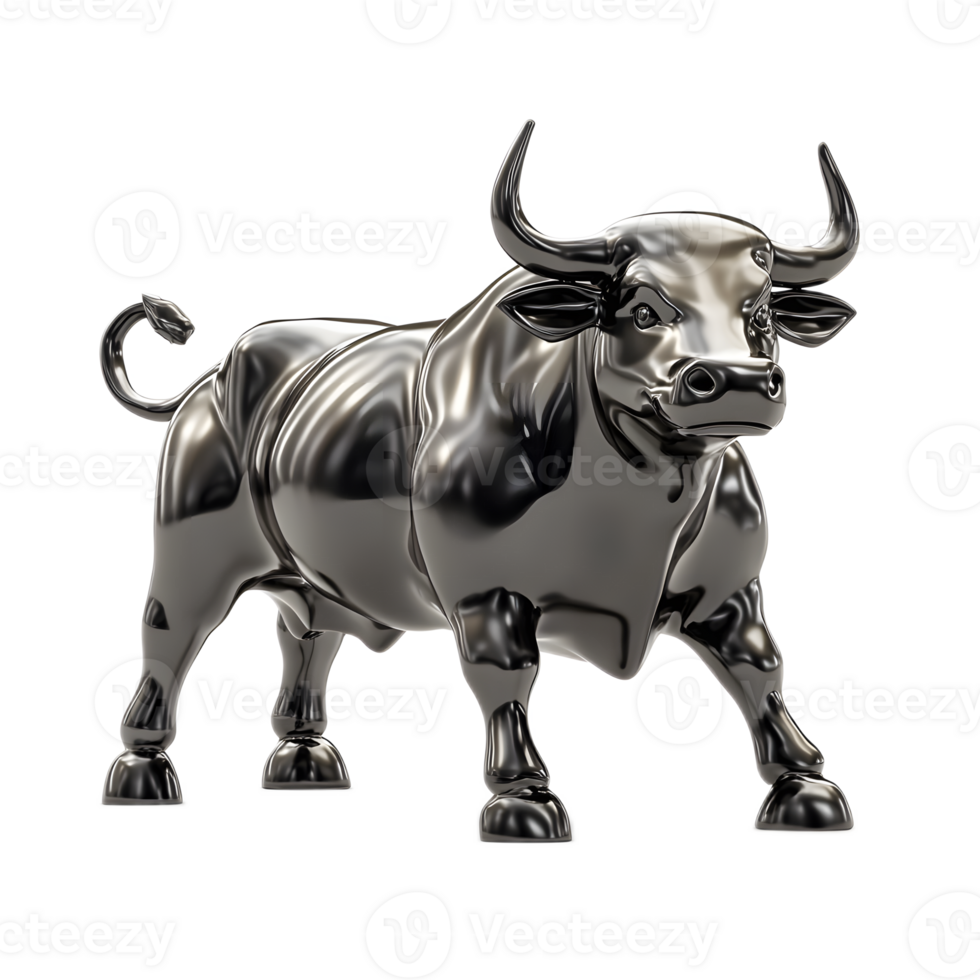 Metallic Bull Market Symbol Representing Financial Success and Prosperity png