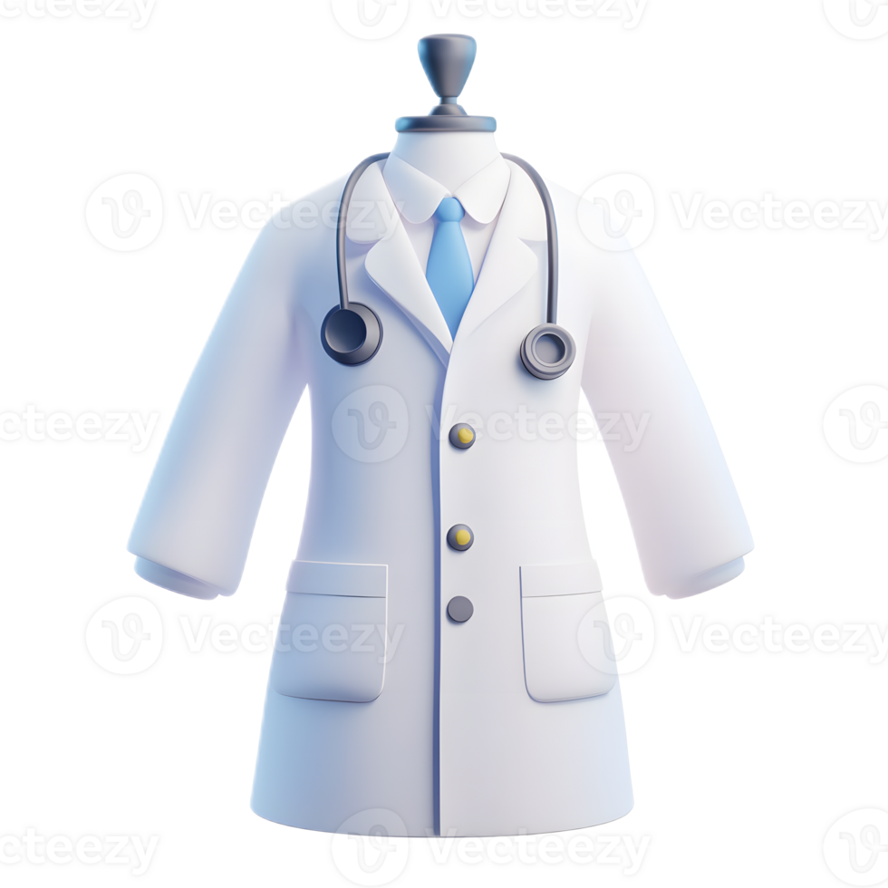Minimalist 3D Rendered Lab Coat Emoji Icon on White Background png