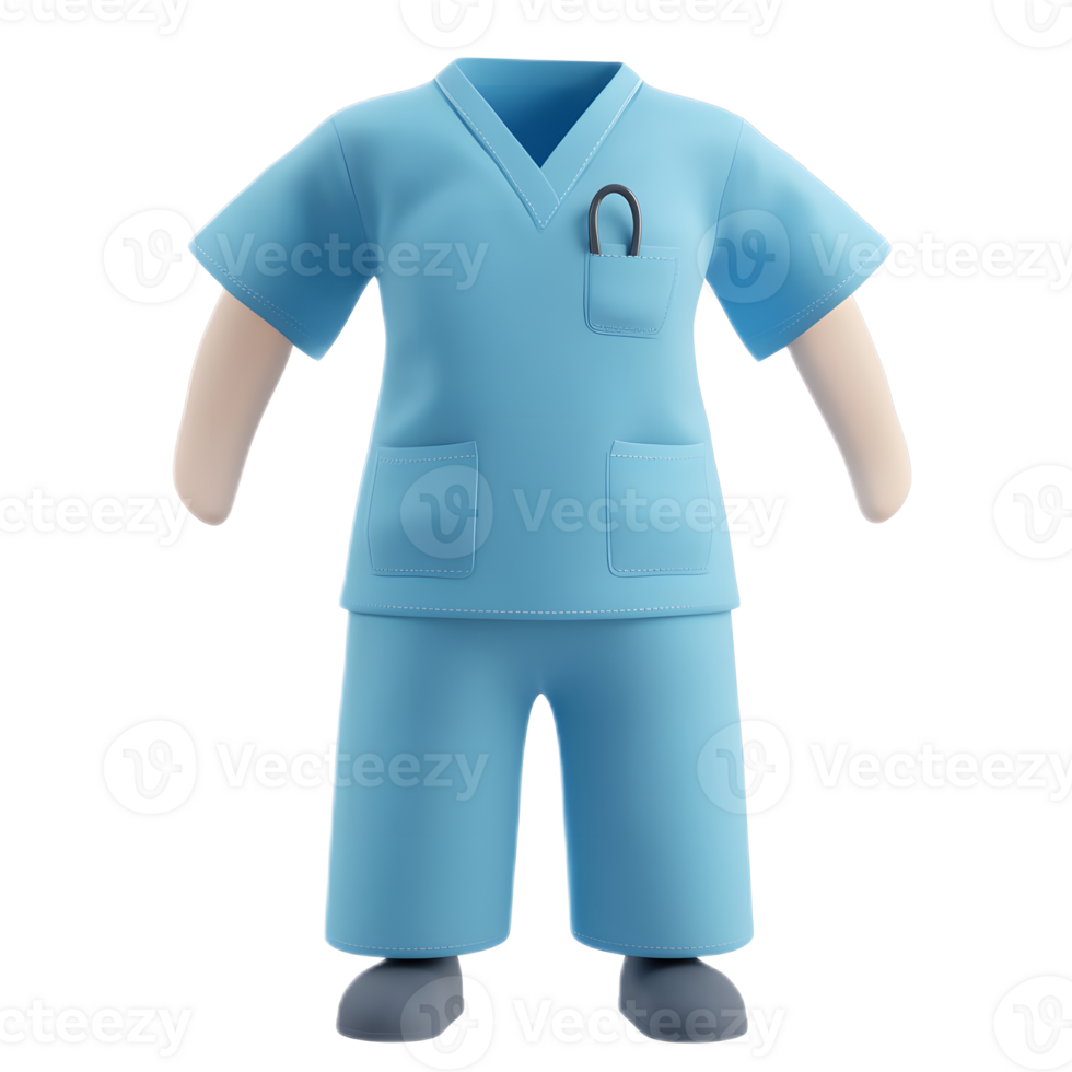 Medical Scrubs Uniform Emoji 3D Render on White Background png