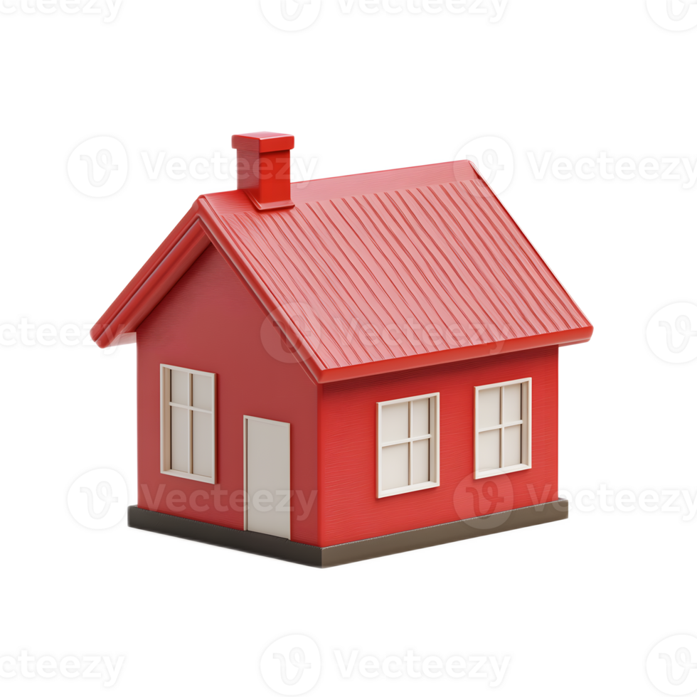 Miniature Red Cottage with Tiled Roof and Windows Representing Mortgage Loan Symbol and Real Estate Concept png