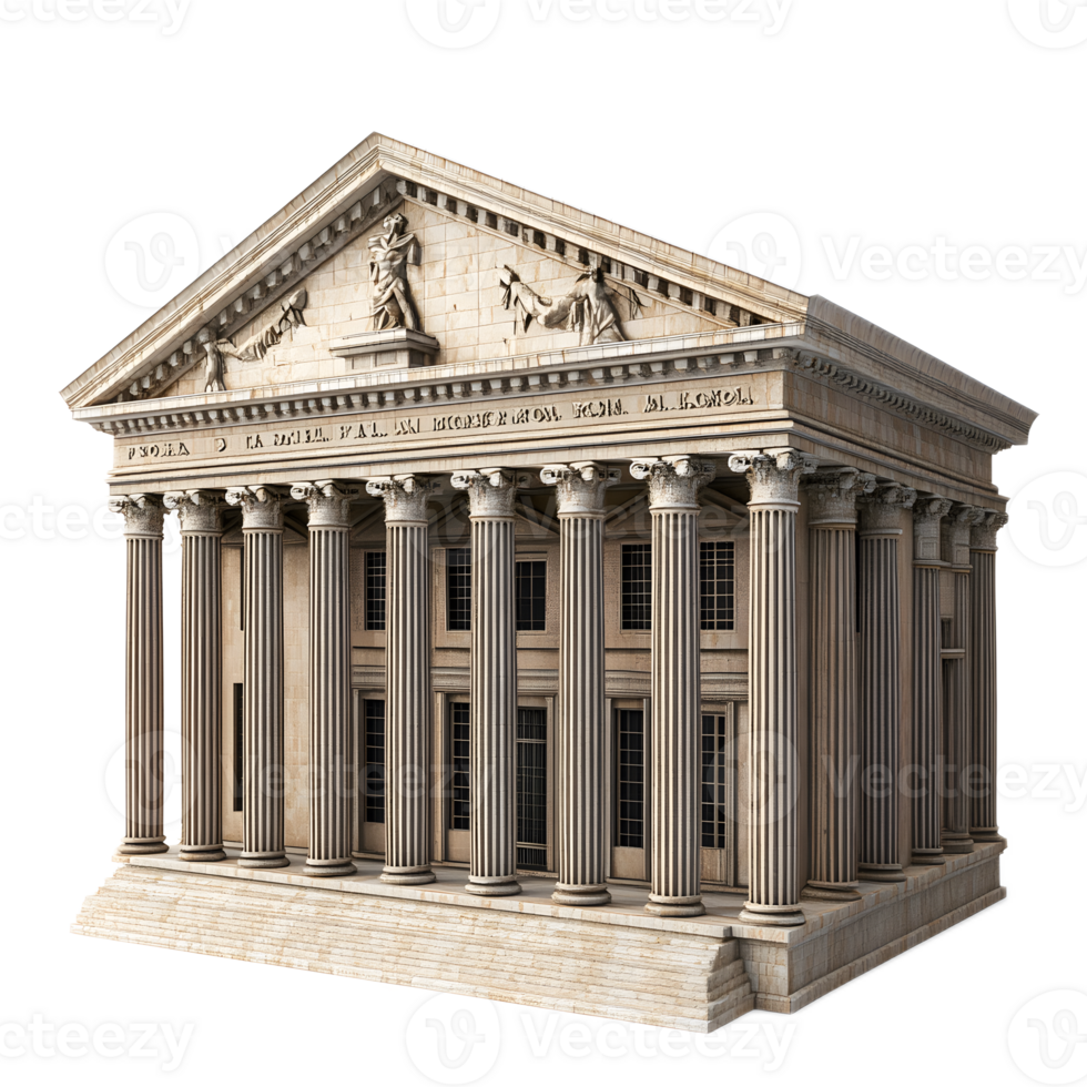 Majestic Neoclassical Exchange Building Isolated on White Background png