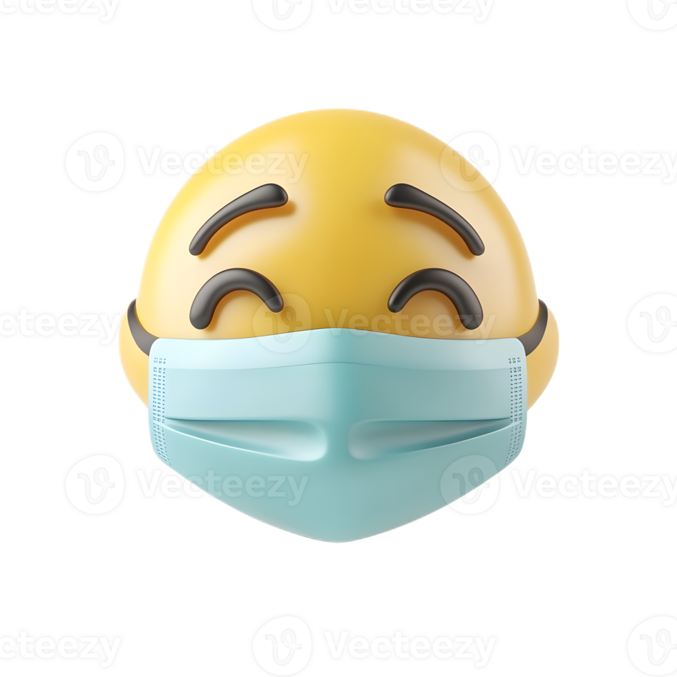 Sad Masked Emoji Face Isolated on White Background png