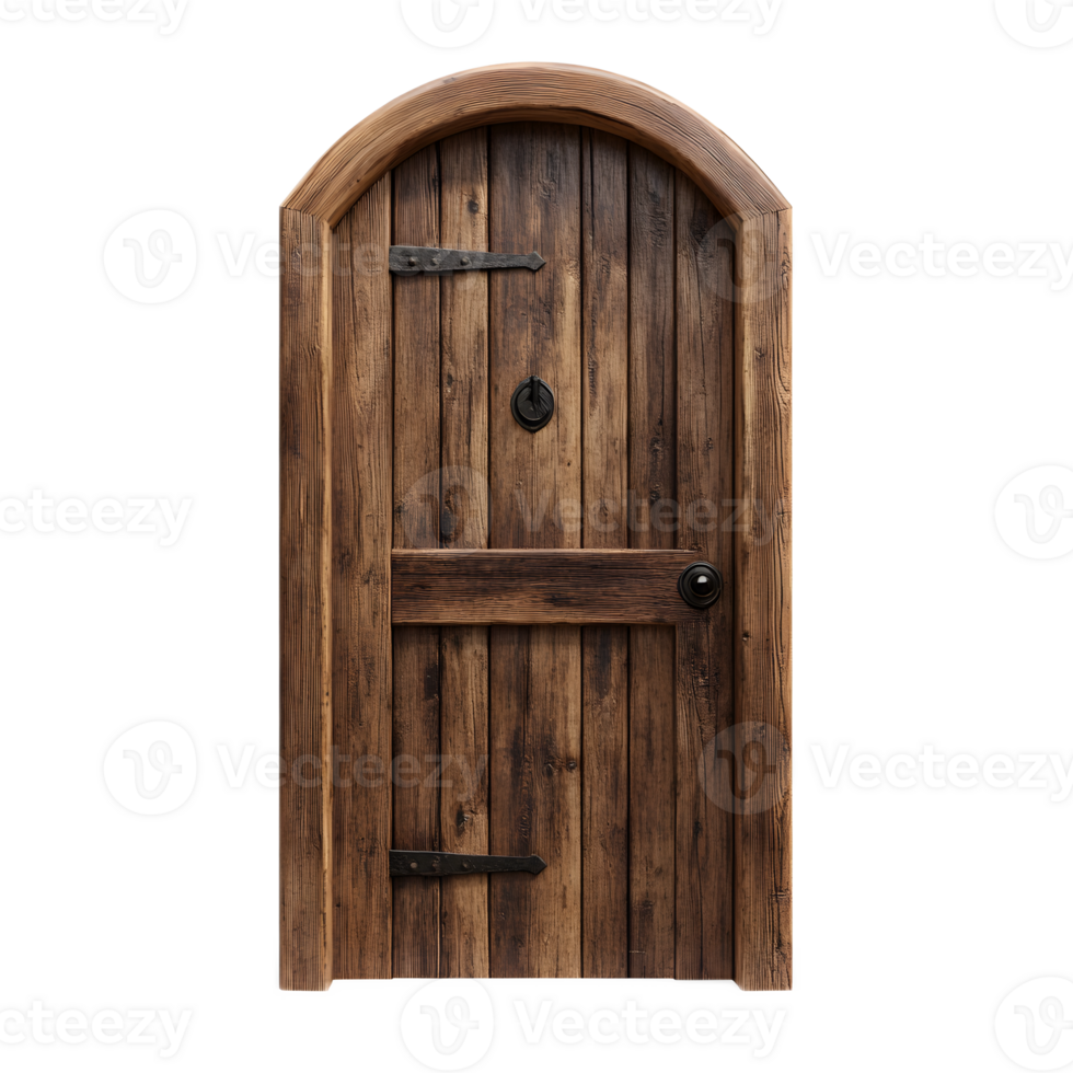 Rustic Wooden Arched Door Entrance to an Old Building or Cottage png