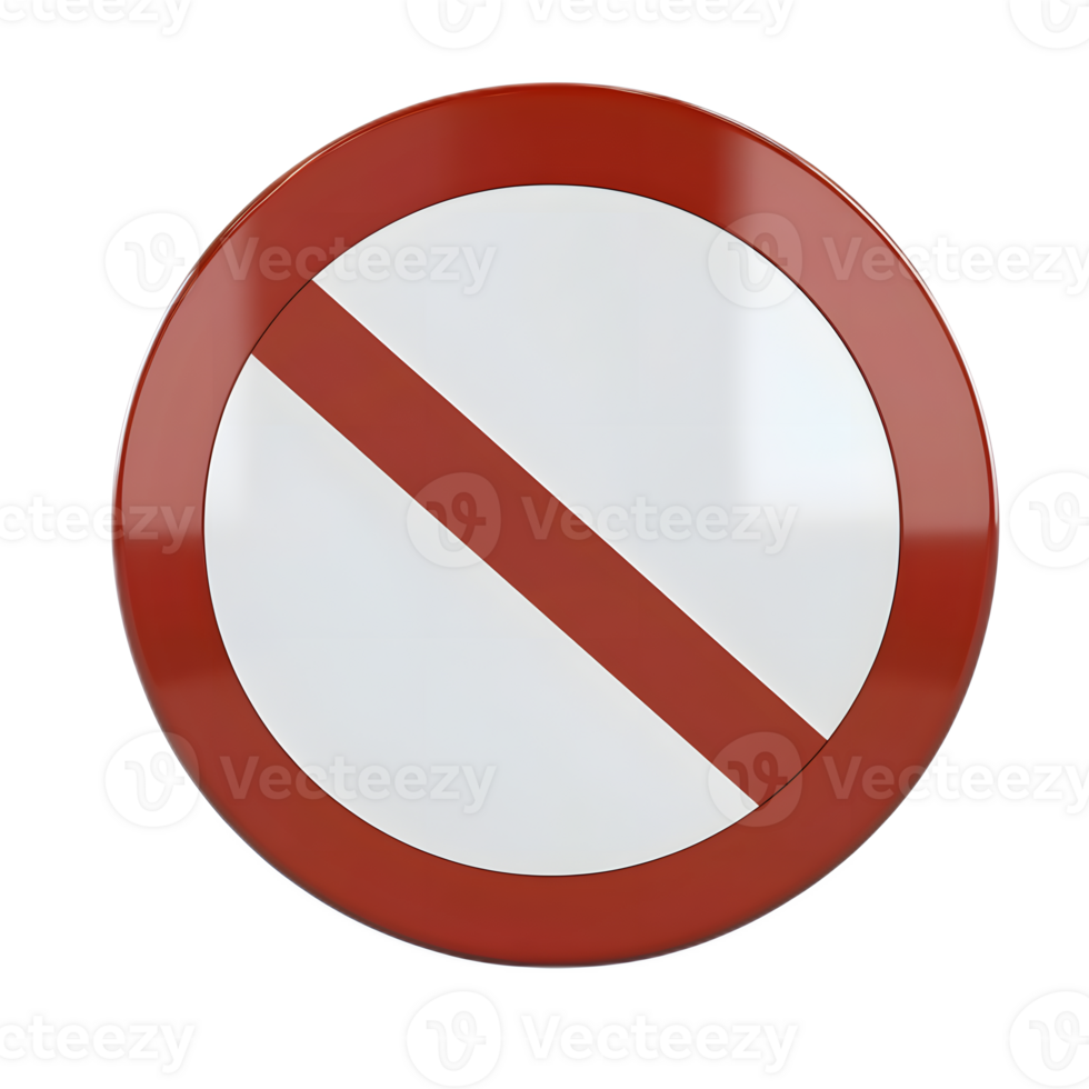No Entry Sign Prohibited Symbol with 3D Rendering on White Background png