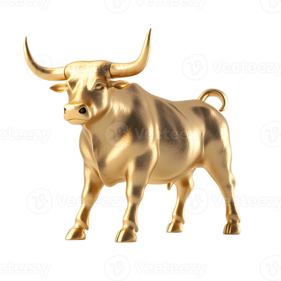 Shiny Golden Bull Statue Symbol of Thriving Bull Market and Financial Prosperity png