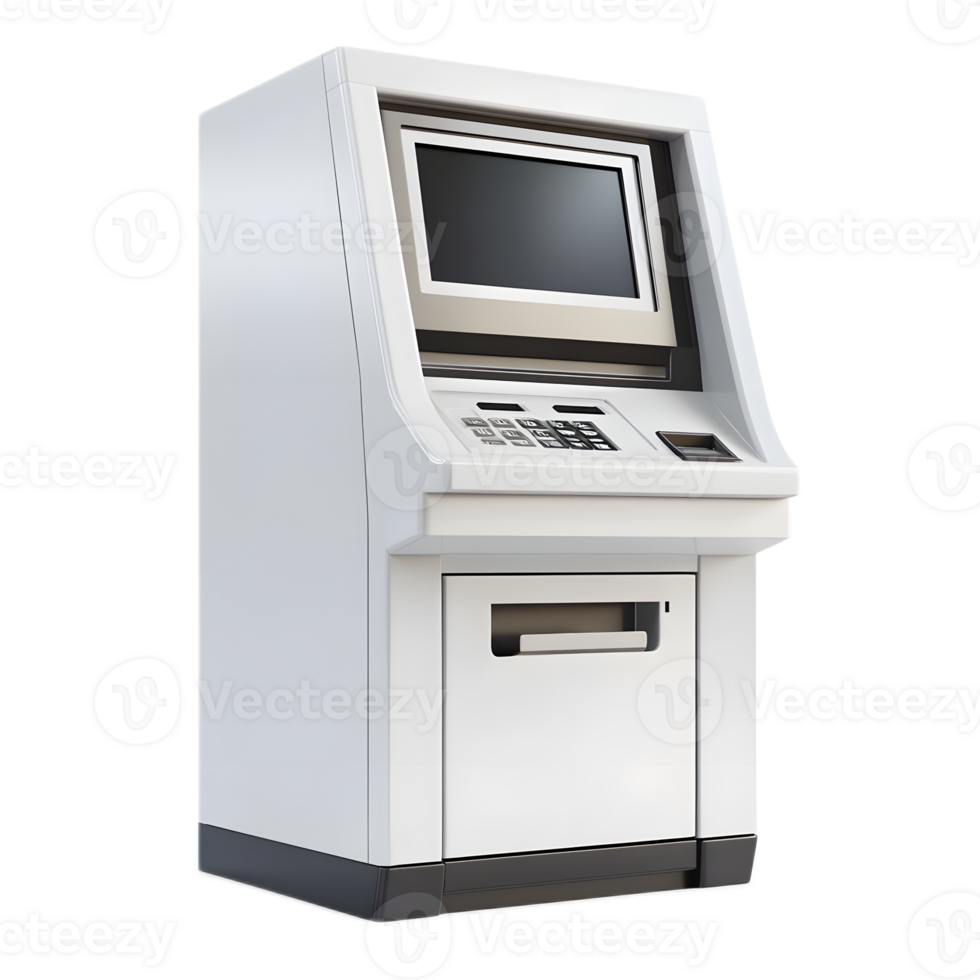 Isolated 3D Rendered Cash Withdrawal ATM Machine on White Background png