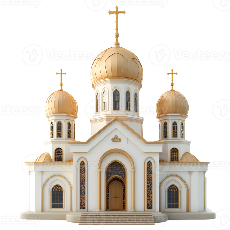 Magnificent Orthodox Cathedral with Gilded Domes and Ornate Architecture png