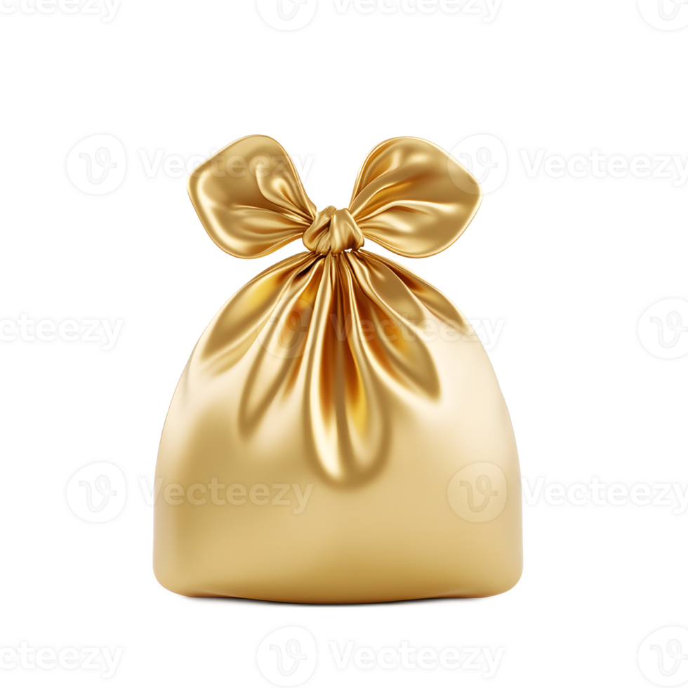 Luxurious Golden Money Bag Gleaming Metallic Sack of Wealth and Financial Prosperity on White Background png