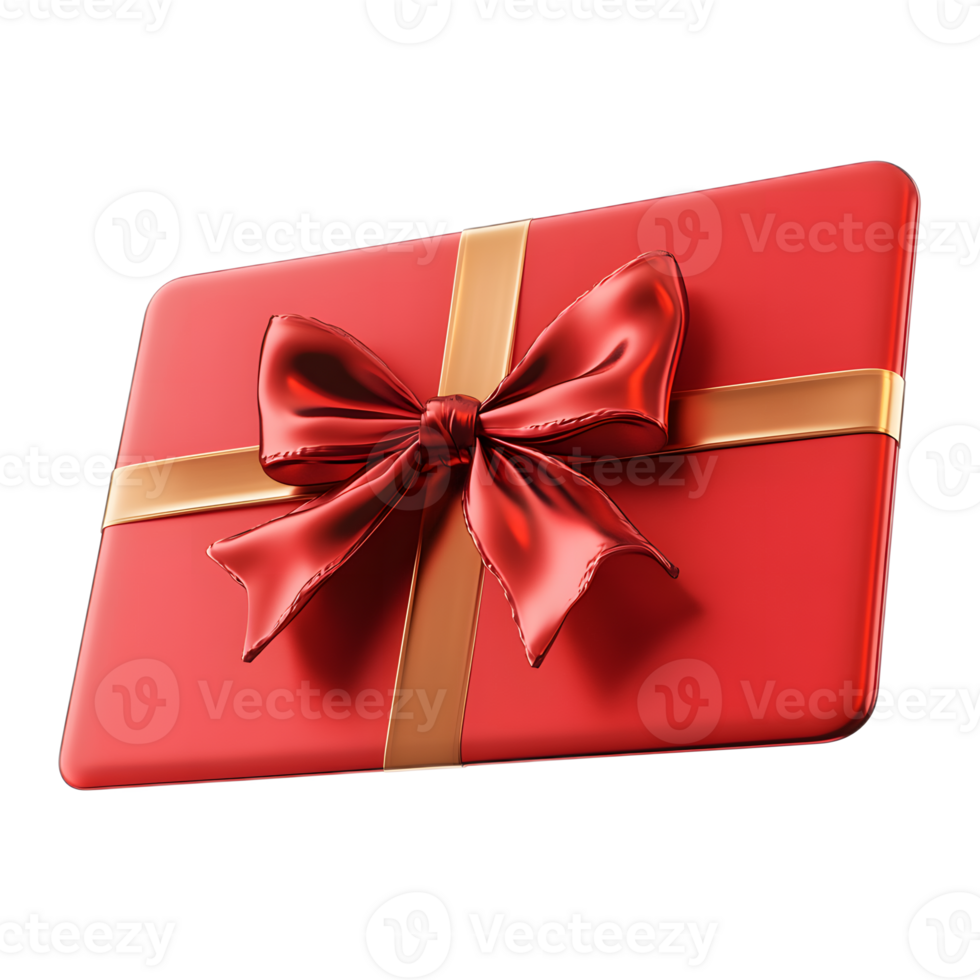 Luxurious Red Gift Box with Golden Ribbon Bow on White Background png