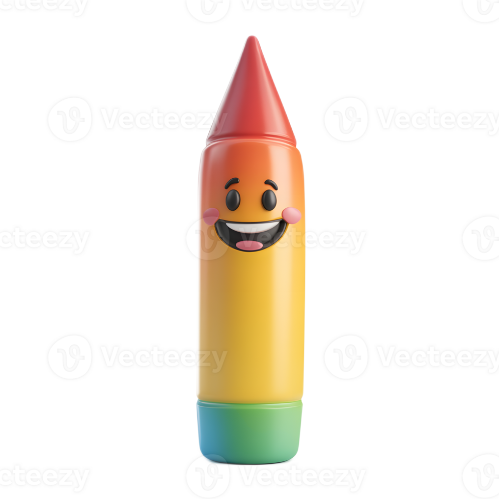 Vibrant 3D Rendered Crayon Emoji Isolated on a Clean White Background png