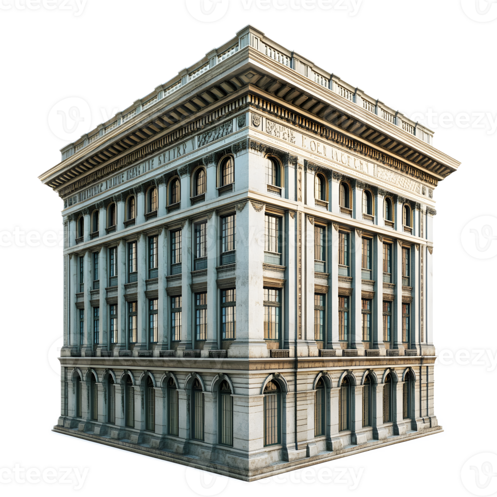 Majestic Neoclassical Exchange Building in Elegant Cityscape png