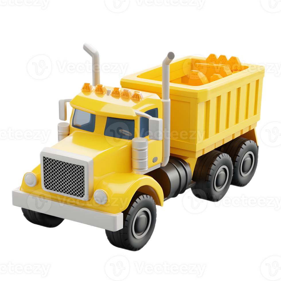 Yellow Dump Truck Emoji 3D Render Isolated on White Background png