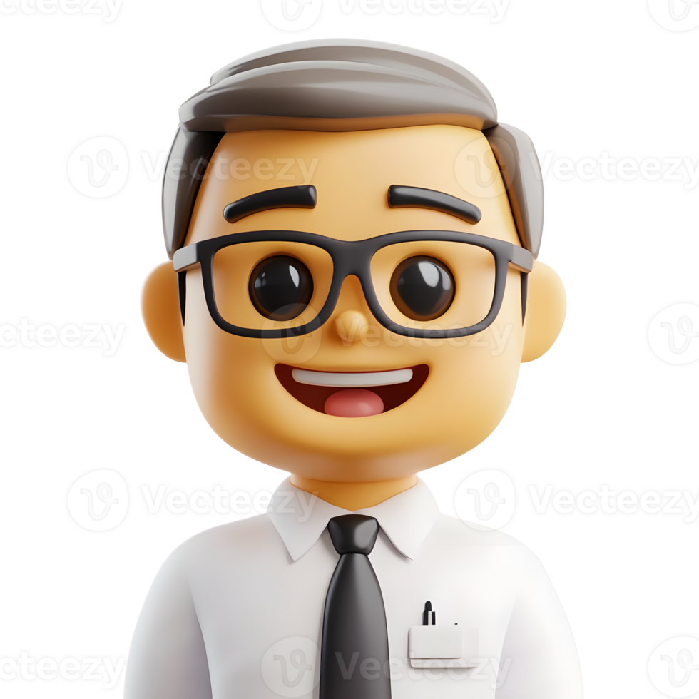 Smiling 3D Rendered Hospital Director Emoji on White Background png