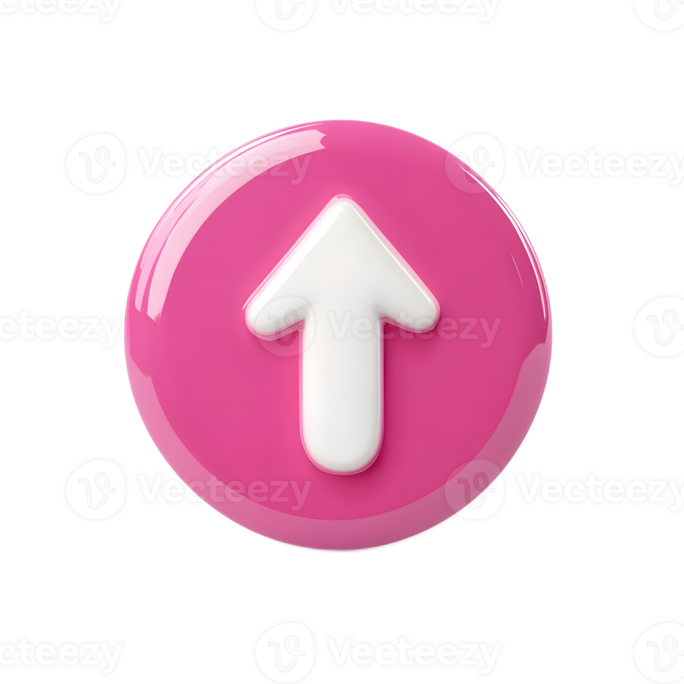 Upward Pointing Pink Button Icon on Minimalist White Background png