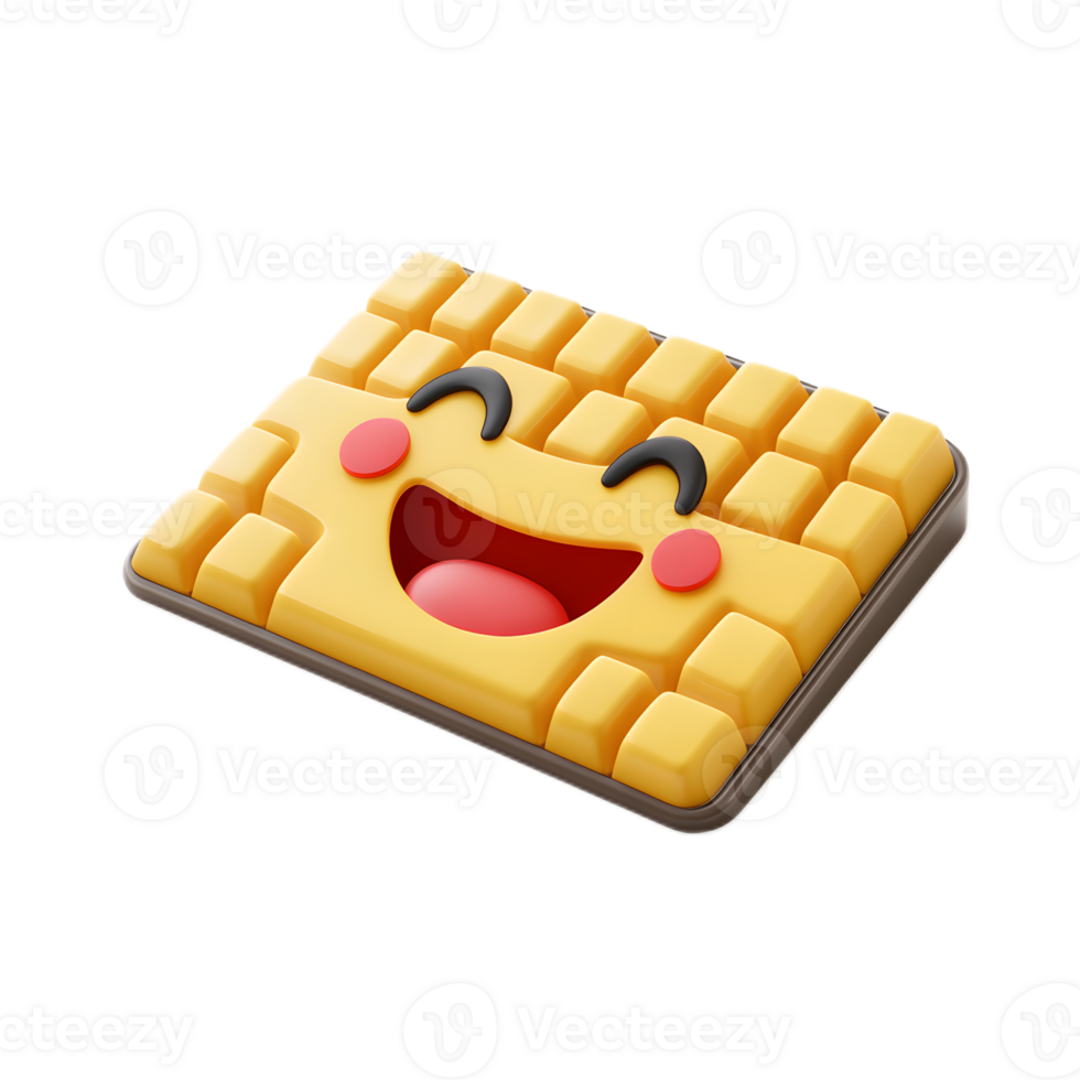 Vibrant 3D Rendered Keyboard Emoji Icon Smiling on Isolated White Background png