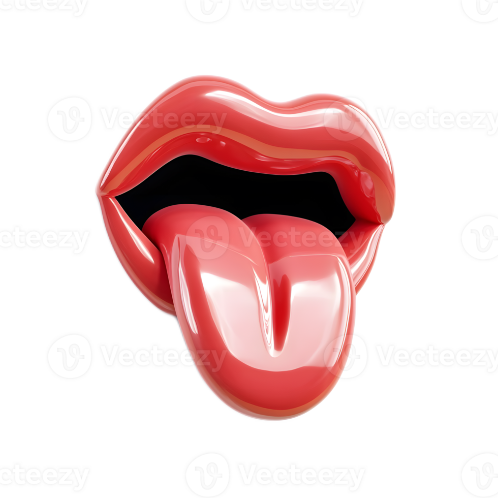 Vibrant 3D Rendered Tongue Emoji Isolated on Clean White Background png