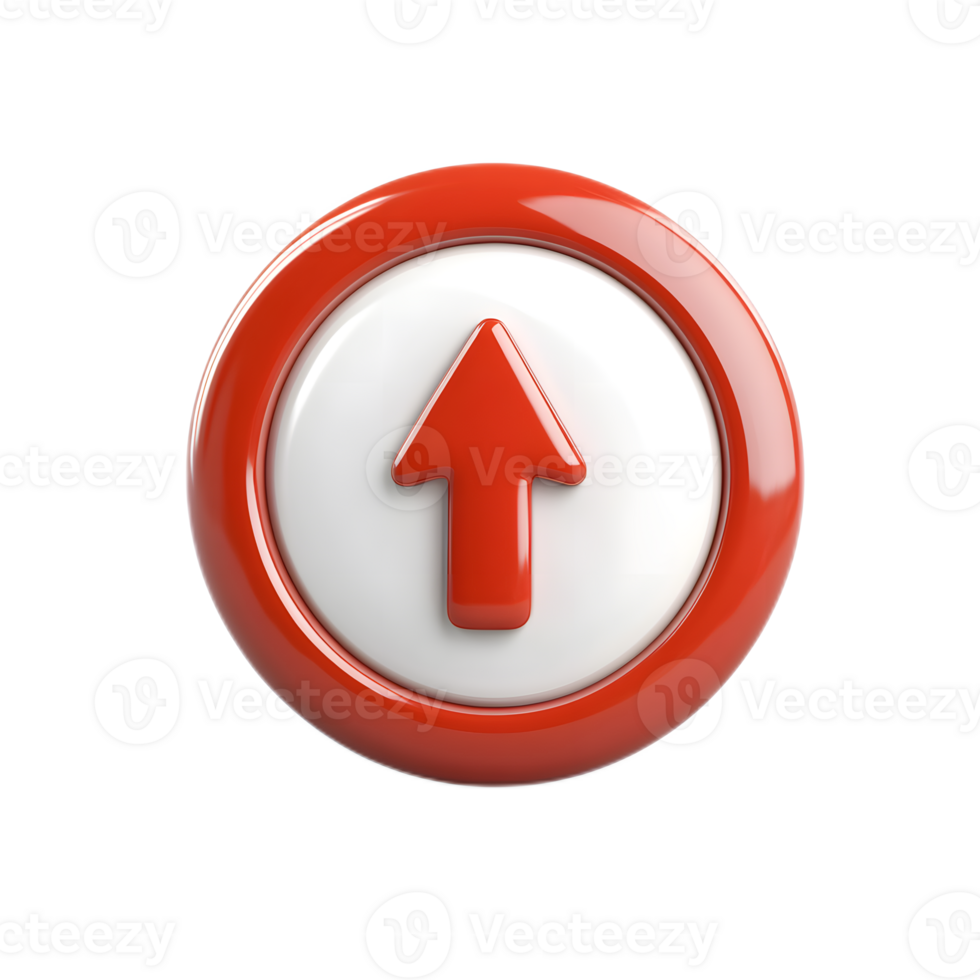 Vibrant 3D Rendered Up Arrow Button Isolated on White Background png