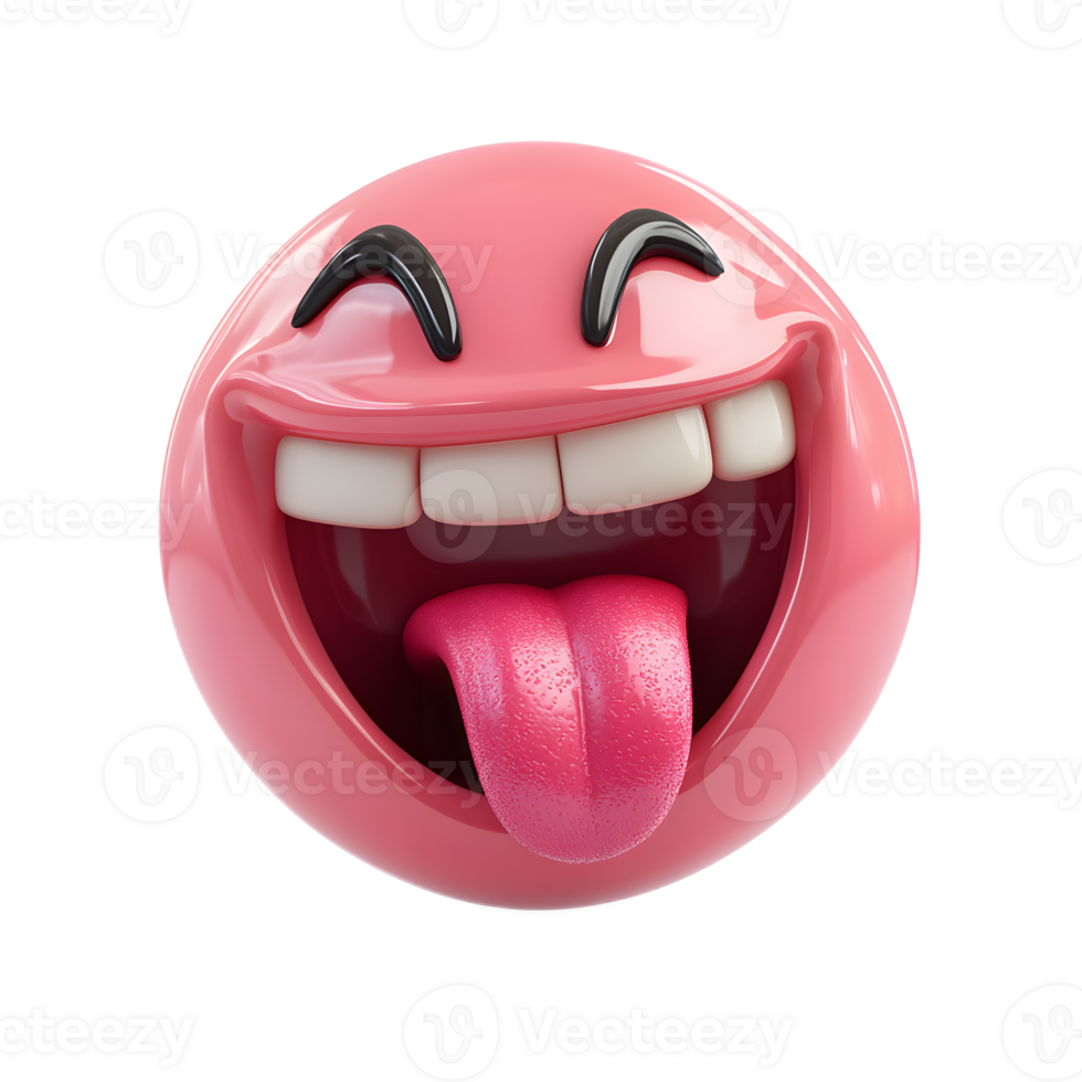 Vibrant 3D Rendered Playful Tongue Emoji on White Background png