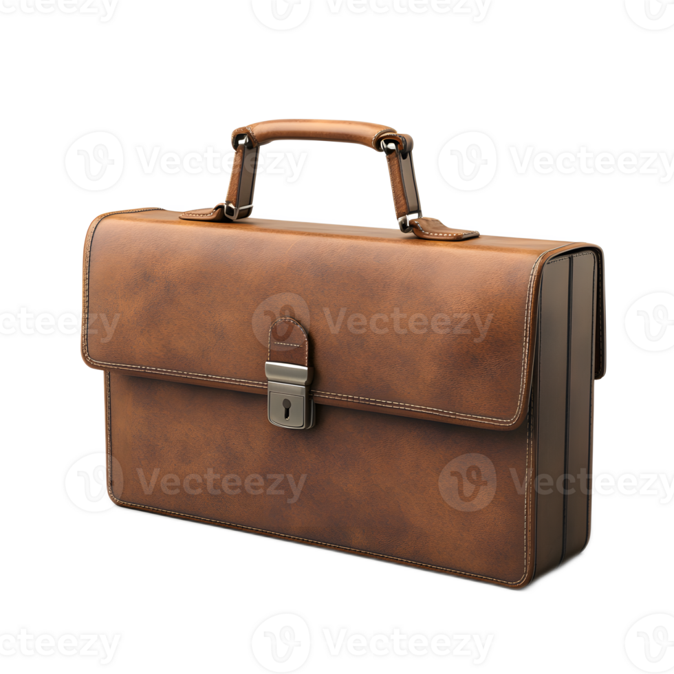 Sophisticated Brown Leather Business Briefcase Showcasing Elegant Professional Style png