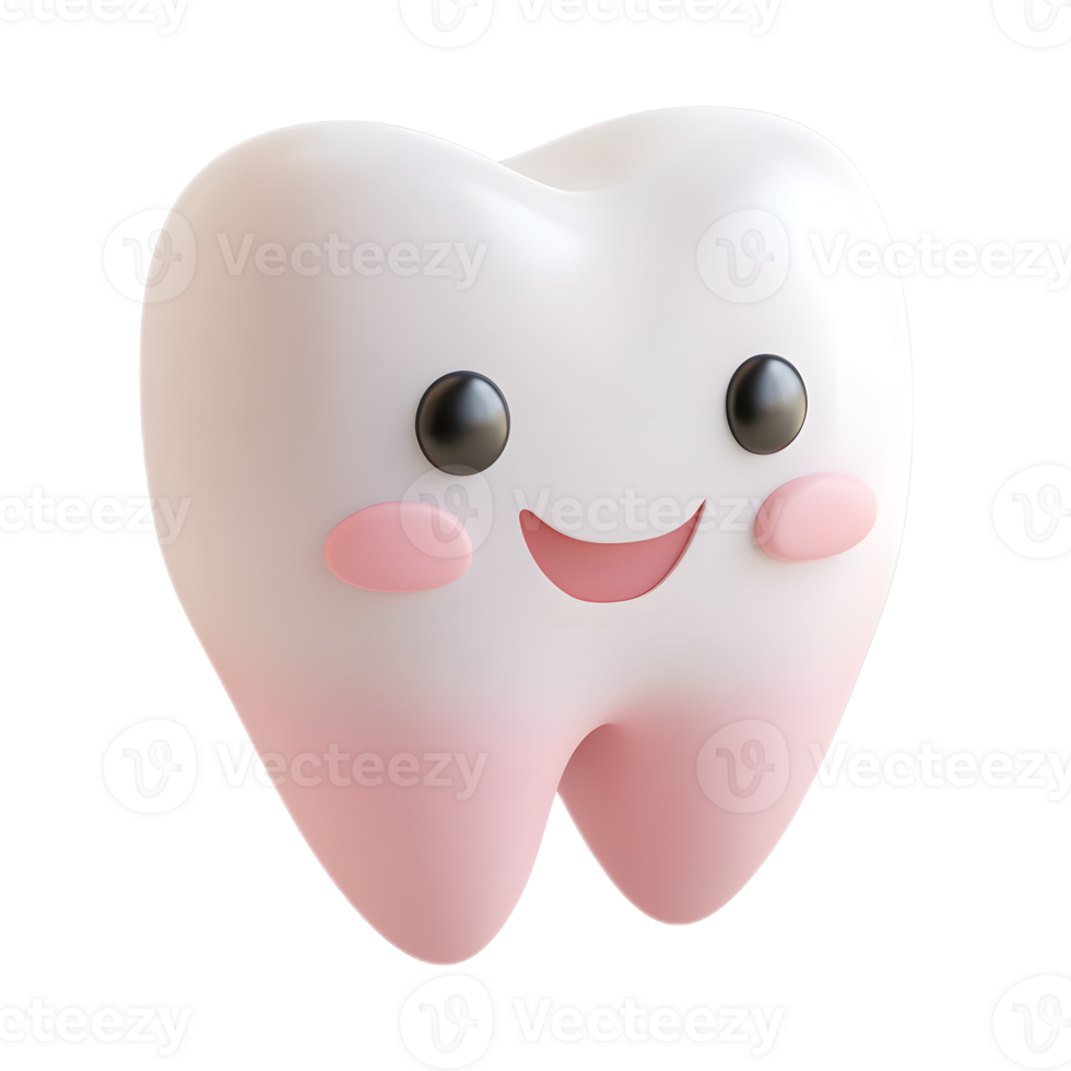Tooth Emoji 3D Render Isolated on White Background png