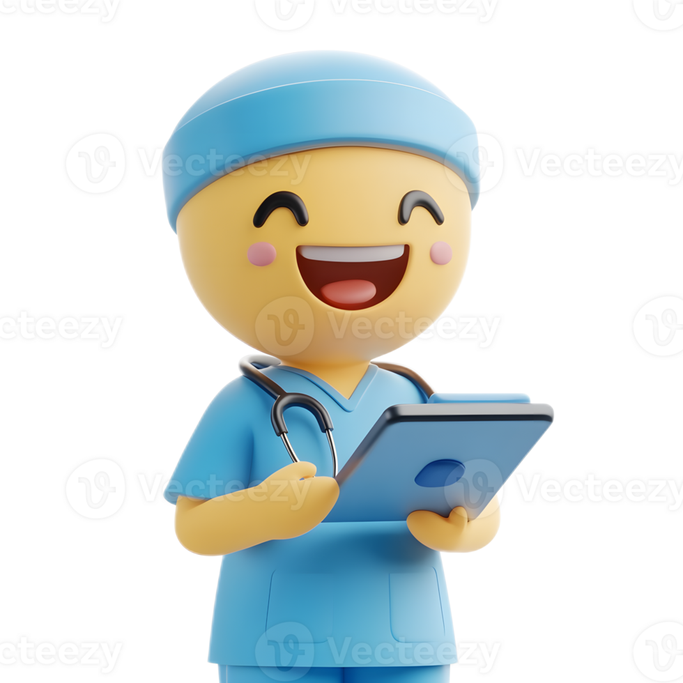 Smiling Surgeon Emoji Operating in Medical Setting png