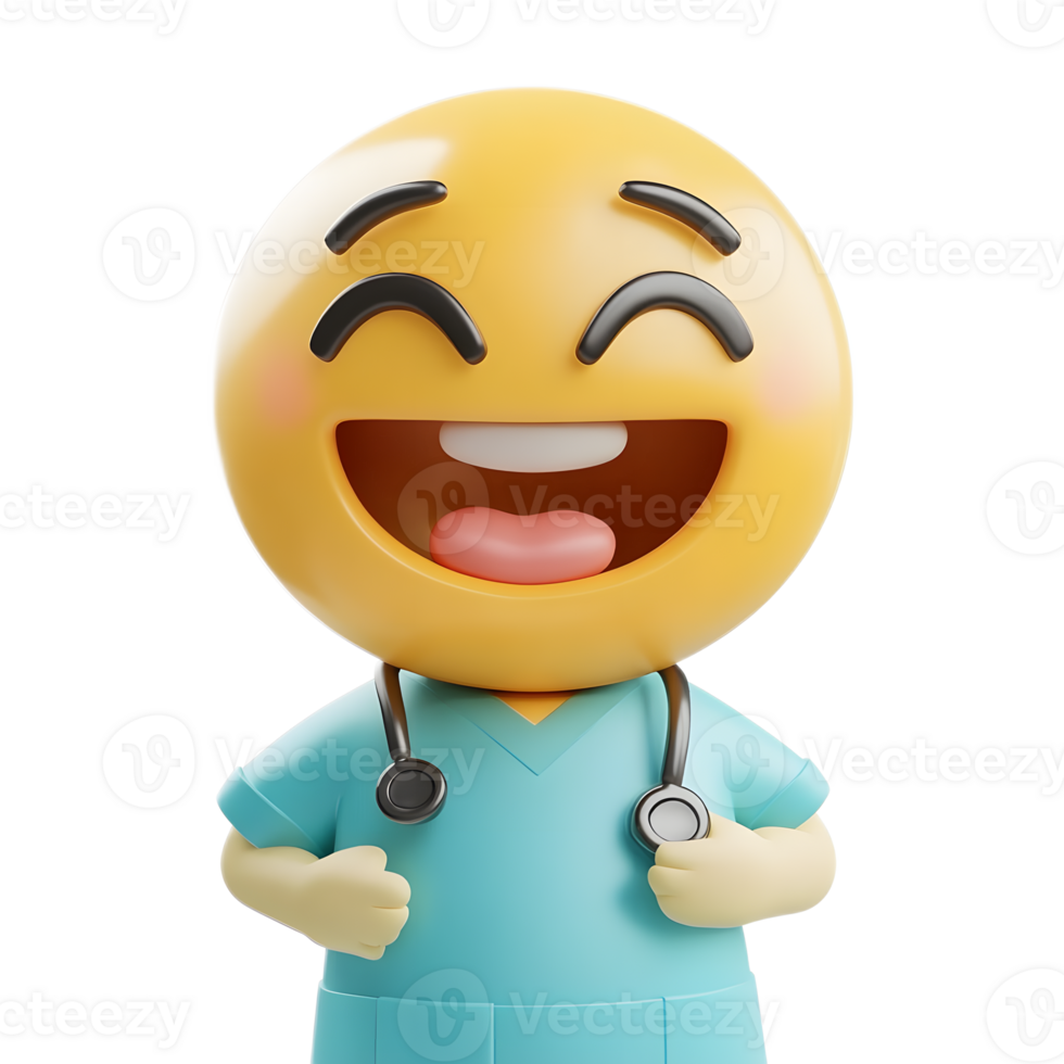 Smiling Surgeon Emoji Operating in Isolated 3D Render png