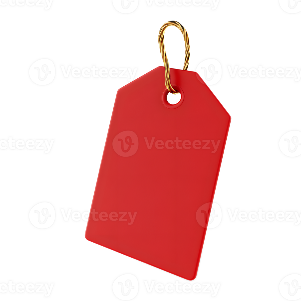 Suspended Red Price Tag on White Background png