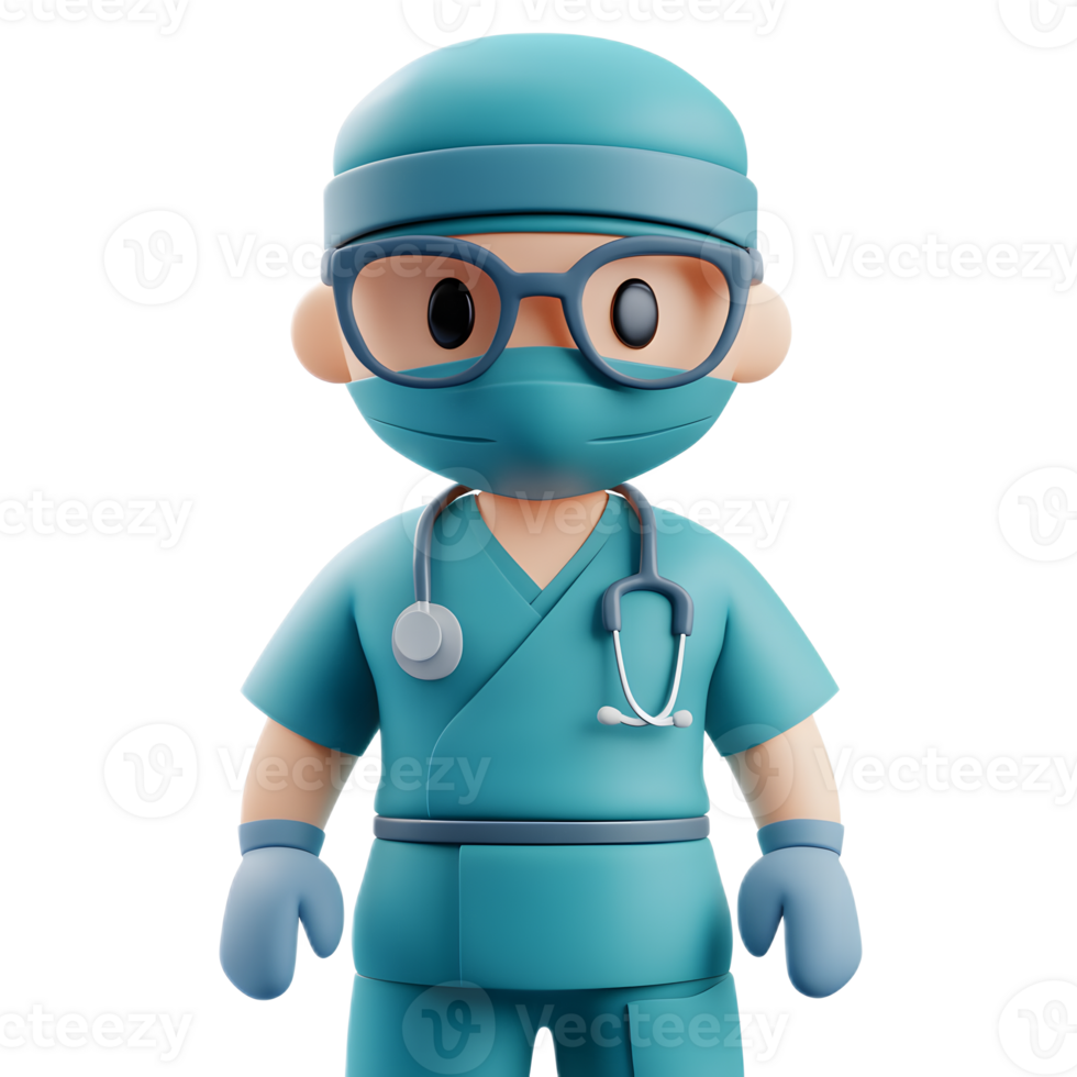 Surgeon Emoji 3D Render Isolated on White Background png