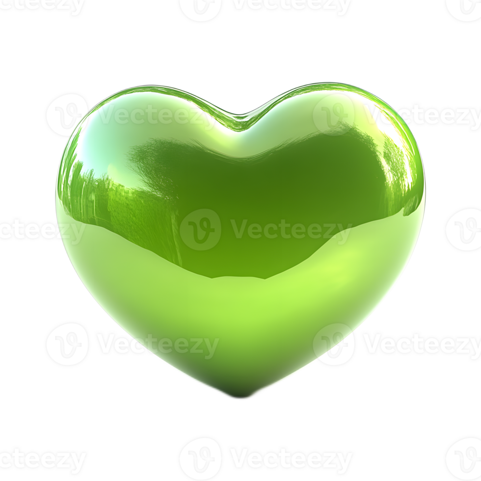 Stunning Green Glass Heart Isolated On White Background png