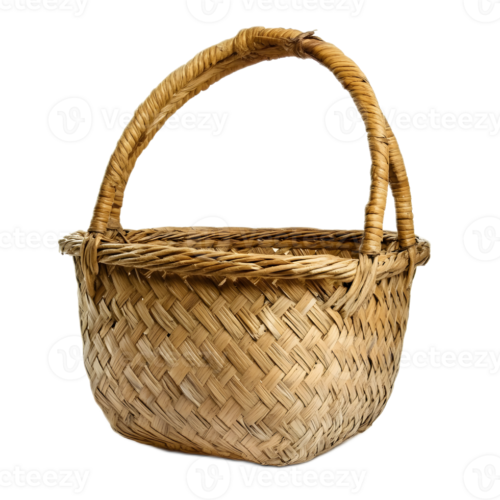 Traditional Handwoven Wicker Harvest Basket for Farmhouse and Rustic Decor png