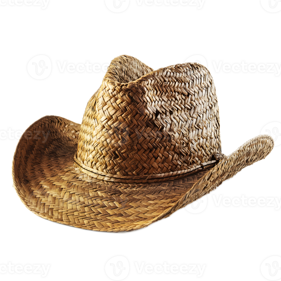 Handwoven Straw Cowboy Hat for Summer Farm and Field Activities png