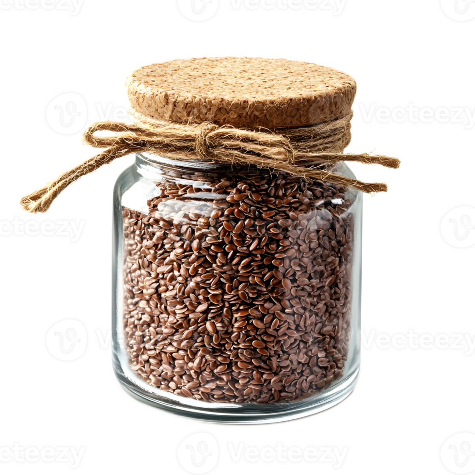 Closeup View of Flaxseeds in a Glass Jar Natural Superfood Ingredient for Healthy Lifestyle png