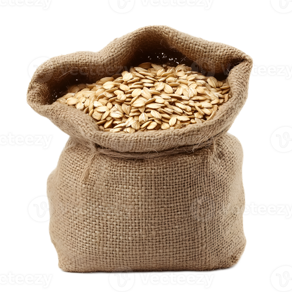 Sack of Wholesome Oat Grains Against a Rustic Backdrop png