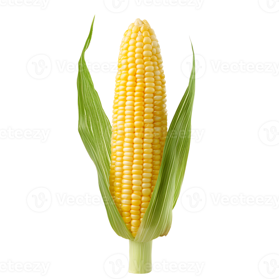 Freshly Harvested Corn on the Cob Arranged in Rows with Green Leaves png